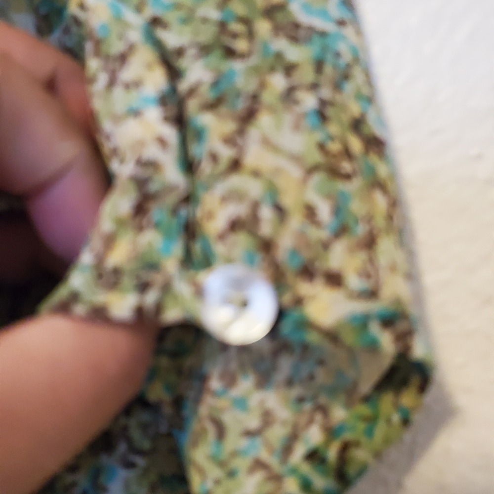 M.S.K. Floral Wrap V-Neck Midi Dress Green Teal Short Sleeve Ruffle Hem Womens - Picture 6 of 14